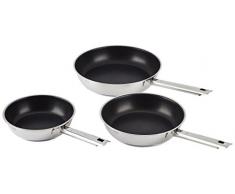 RÖSLE ELEGANCE Pfannenset, 3-tlg., Edelstahl 18/10, Bratpfanne mit Antihaftversiegelung Ø 20, 24 und 28 cm, Edelstahlgriff, induktionsgeeignet, PFOA frei