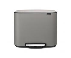 Brabantia Bo Treteimer 36 L Abfalleimer, Metall, Mineral Concrete Gray, 54 x 36.5 x 44 cm