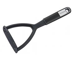 FACKELMANN Kartoffelstampfer 26 cm Sense, Stampfer für Obst & Gemüse aus Kunststoff, Rutschfester Soft-Touch-Griff, für beschichtete Pfannen und Töpfe (Farbe: Silber/Schwarz), Menge: 1 Stück