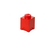 LEGO Aufbewahrungsstein, 1 Noppe, Stapelbare Aufbewahrungsbox, 1,2 l, rot