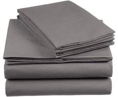 AmazonBasics Everyday Bettwäscheset aus 100% Baumwolle, Dunkelgrau 260x220 cm & 2 Kissenbezüge 50x80 cm