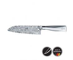 WMF Grand Gourmet Damastmesser, Santokumesser 32 cm, Damaststahl 120-lagig, Made in Germany, Performance Cut, Holzkassette, Klinge 18 cm