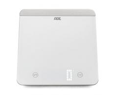 ADE Digitale Küchenwaage KE 1506 Farina. Elektronische Waage mit Wiegefläche aus gehärtetem Sicherheitsglas für präzises Wiegen bis 5kg. Mit Zuwiegefunktion (Tara), Sensor-Touch. Inkl. Batterie. Weiß