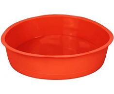 Original GMMH Silikonbackform Rund Durchmesser 26 cm Kuchen Backform Kuchenform Brotbackform Obstbodenform (rot)