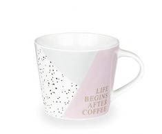 Grafik-Werkstatt Kaffeetasse mit Echtgold | Porzellan Tasse | 420 ml | Life Begins After Coffee, Keramik, weiß, groß