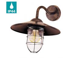 EGLO Außen-Wandlampe Melgoa, 1 flammige Außenleuchte, Wandleuchte aus verzinktem Stahl und Glas, Farbe: Kupferfarben-antik, Fassung: E27, IP44