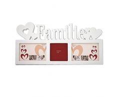 PrimoLiving Familie Bildergalerie fÃ¼r 3 Bilder mit Herzen in 3D Optik Bilderrahmen WeiÃ P-0602