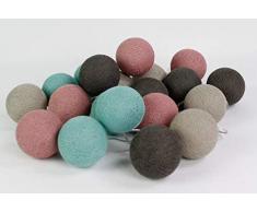 Cotton Ball Lights Alt-Rosa 10 LED Lichterkette mit USB Anschluss, Baumwolle, meeres-türkis-hell braun