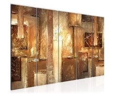 Bilder Abstrakt Wandbild 200 x 80 cm Vlies - Leinwand Bild XXL Format Wandbilder Wohnzimmer Wohnung Deko Kunstdrucke Braun 5 Teilig - MADE IN GERMANY - Fertig zum Aufhängen 018955b