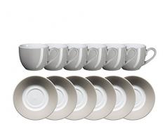 Mäser, Serie Kitchen Time, Espressotasse 9 cl mit Untertasse, Porzellan Geschirr-Set in der Farbe Grau für 6 Personen