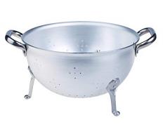 Pentole Agnelli Aluminium Profi 3 mm, Nudelsieb A DREI Füße mit Zwei Griffen 20 cm Silber/schwarz