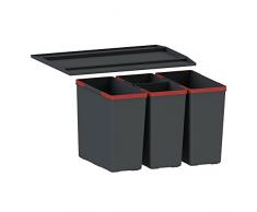 FRANKE Easysort 600-2-2 Abfallsorter Abfalleimer Mülleimer Abfallsammler, Plastik, schwarz, 37,8 x 56,4 x 34,3 cm