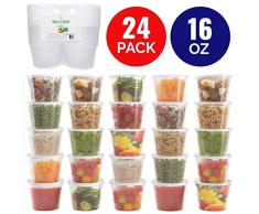 Healthy Packers Premium Deli Tassen Lebensmittelbehälter Gefrierschrank-, mikrowellen- und spülmaschinenfest., plastik, farblos, 16 Ounce