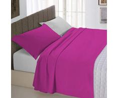 Italian Bed Linen Natural Color Bettwäsche Set, 100% Baumwolle, Fuchsia/Hell grau, Kleine doppelte