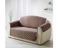 Douceur dIntérieur - 1605241, Gesteppte Sessel Schutz, 279 X 179 cm, Club, Mikrofaser Unifarben, Braun