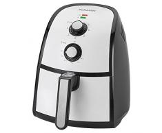 Bomann FR 2301 H CB Heißluft-Fritteuse 2,2 L Fassungsvermögen, stufenlos regelbarer Thermostat, Timer, 1500 W, schwarz/weiß