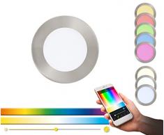EGLO connect LED Einbauleuchte Fueva-C, Smart Home Einbaulampe, Material: Metallguss, Kunststoff, Farbe: Nickel matt, Ø: 12 cm, dimmbar, Weißtöne und Farben einstellbar