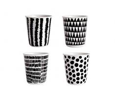 ASA Coppetta Becher Espresso Set, Porzellan, Schwarz/Weiß, 6.5 cm, 4-Einheiten