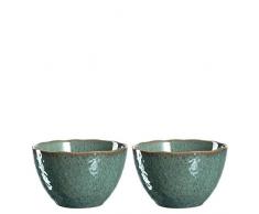 Leonardo Schale Matera 2-er Set, 15,3 cm, 2 Keramik Schalen, spülmaschinengeeignet, mit Glasur grün, 026986