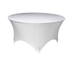 La Leinen rund Spandex Tischdecke, weiÃ, 139 x 66 x 0.6 cm
