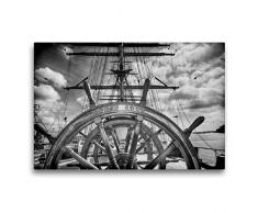 Premium Textil-Leinwand 75 x 50 cm Quer-Format Steuerrad des Segelschulschiffs Gorch Fock | Wandbild, HD-Bild auf Keilrahmen, Fertigbild auf hochwertigem Vlies, Leinwanddruck von Susann Kuhr