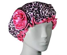 Kella Milla Duschhaube, Satin, Leopardenmuster, Pink