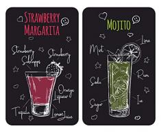 Wenko 53903100 Herdabdeckplatten Universal Margarita - 2er Set, Kochplattenabdeckung für alle Herdarten, Gehärtetes Glas, 30 x 52 cm, mehrfarbig