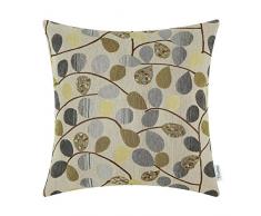 CaliTime Kissenbezüge Kissenhülle Kissenbezug Dekokissen Fall Shell für Couch Sofa Dekoration Chenille Nette Blätter Beide Seiten 40 cm x 40 cm Ecru Grau