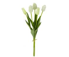Real-Touch Tulpenbund mit 5 Blüten, 53 cm, Frühjahrsdeko, Frühlingsdeko, Osterdeko, Kunstblumen, Künstliche Blumen, Weiss