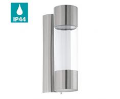 EGLO LED Außen-Wandlampe Robledo, 2 flammige Außenleuchte, Wandleuchte aus Edelstahl und Kunststoff, Farbe: Silber, IP44