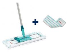 Leifheit rückenschonender Bodenwischer Profi XL micro Duo inkl. Ersatzbezug micro duo aus Mikrofaser, Wischer für Fliesen und Steinböden mit großer Wischbreite, 360° Drehgelenk und Click-System