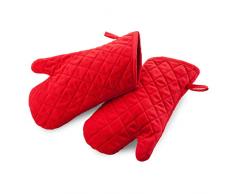 thermohauser Ofenhandschuhe, Fäustlinge rot, bis ca. +250 °C, 32,0x15,0 cm, aus schwer entflammbarer Baumwolle