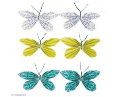 Rayher 60587426 Deko-Sticker: Papier-Schmetterlinge, 5x3cm, m.Klebepun