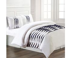 Allure 3 PC 100% Pinch Falte Bettwäsche Isabella Marine, Baumwolle, weiß, King