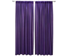 LA Linen Gardine aus Polyester, Popeline, 246 x 147,2 cm, Violett, 2 Stück