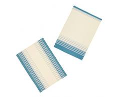 Kitchen Craft Jacquard Stripe Klassisch Bedruckte Geschirrtücher, Baumwolle, Creme/Blau, 38 x 46 x 69.5 cm, 2-Einheiten