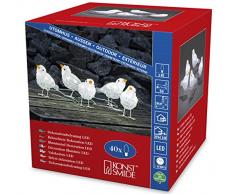 Konstsmide 6144-203 LED Acrylfigur / 5er- Set / für Außen (IP44) / 24V Außentrafo / 40 kalt weiße Dioden / transparentes Kabel & 6269-203, LED Acryl Rotkehlchen, 40 kalt weiße Dioden, 24V_Außentrafo