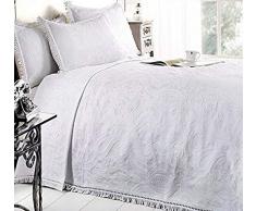 New Mafalda weiß Tagesdecke Portugiesisch Stil Sofa Bett Überwurf Mix Baumwolle, Weiß, Einzelbett