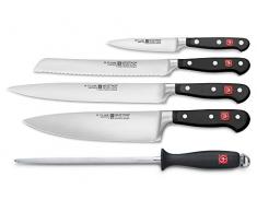 Wüsthof Messergarnitur 5-teilig, Classic (9746), Profi-Messerset inkl. 4 Kochmesser mit scharfen Klingen von 10 cm - 23 cm und 1 Wetzstahl