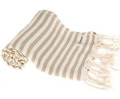 Bersuse 100% Cotton Malibu Turkish Towel Handtuch, Baumwolle, beige, 37X70 Inches