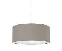 EGLO Pendellampe Pasteri, 1 flammige Textil Pendelleuchte, Hängeleuchte aus Stahl und Stoff, Farbe: Nickel matt, taupe, Fassung: E27, Ø: 53 cm