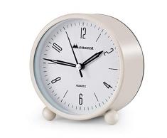Mensent Herrenwecker 10,2 cm runder lautloser Analog-Wecker ohne Ticken, mit Nachtlicht, batteriebetrieben, super leiser Wecker, einfaches Design neben dem Schreibtisch Wecker (weiß) weiß