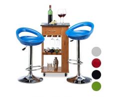 Relaxdays Barhocker 2er Set, höhenverstellbar, drehbar, bis 120 kg, mit Lehne, Barstuhl, HxBxT: 98,5 x 46 x 39 cm, blau