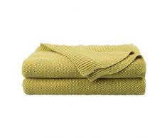 PiccoCasa Kuscheldecke Wohndecken 100% Baumwolle Sofadecke Wolldecke pflegeleicht gesund super warme Sofaüberwurf oder Wohnzimmer Decke Gelbgrün 150x200cm