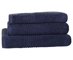 Highams Luxuriös Weich Supreme 100% ägyptische Baumwolle Handtuch Bale Geschenk-Sets, Baumwolle, Navy blau, 550 GSM, 3-teilig