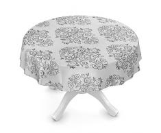 ANRO Wachstuchtischdecke Wachstuch Wachstischdecke Tischdecke abwaschbar Ranken Barock Arabeske Grau Oval 140 x 240cm