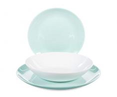 Geschirrset 18 PIEZAS türkis/weiß