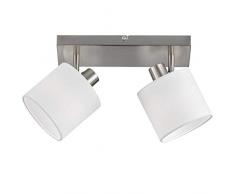 Reality Leuchten Tommy R80332001 Spotbalken, Nickel Matt, Stoffschirm Weiß