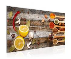 Bilder Küche Gewürze Wandbild 100 x 40 cm Vlies - Leinwand Bild XXL Format Wandbilder Wohnzimmer Wohnung Deko Kunstdrucke Braun 1 Teilig - MADE IN GERMANY - Fertig zum Aufhängen 019612b