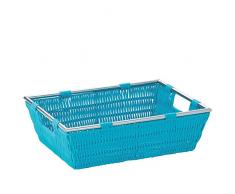 kela 22611 Korb Noblesse 33x25x10cm aus Kunststoffgeflecht in Türkis, Plastik, 33 x 25 x 10 cm